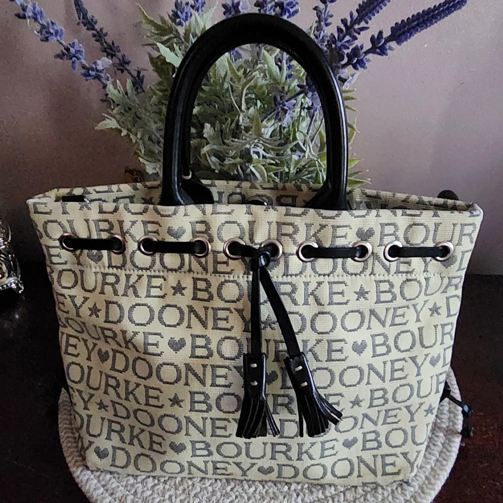 Dooney & Bourke Cream and Black Tote Bag